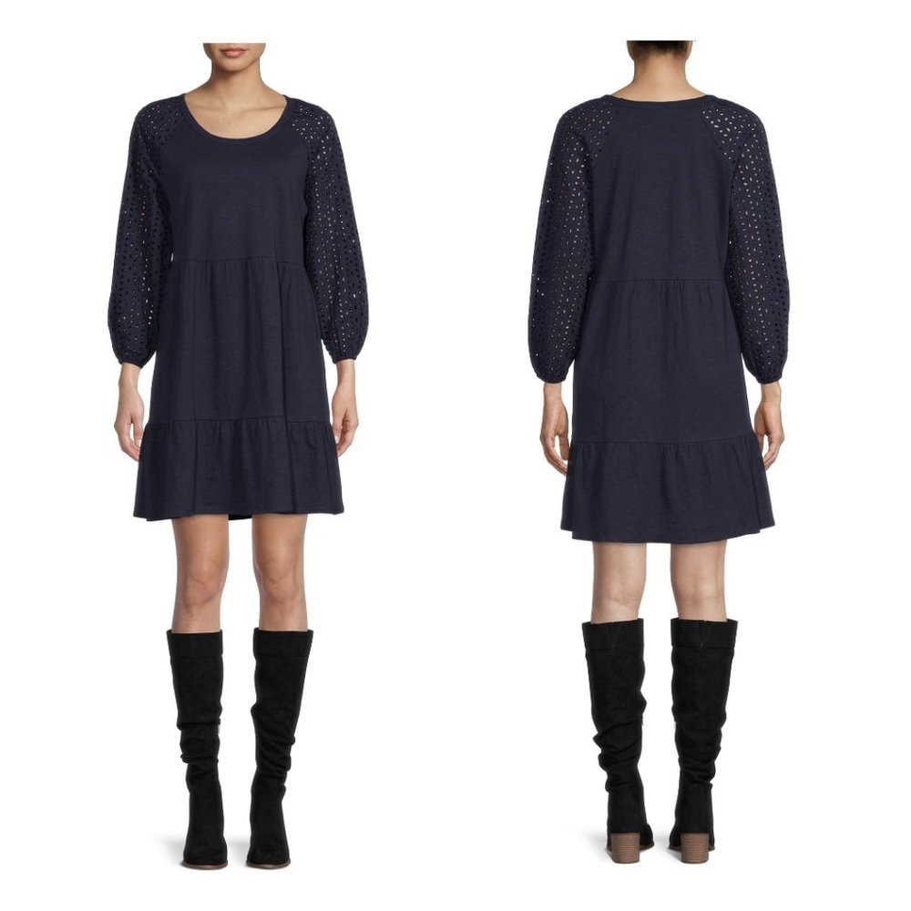 NWT Time and Tru Women's Eyelet Sleeve Dress Size XL (16-18)